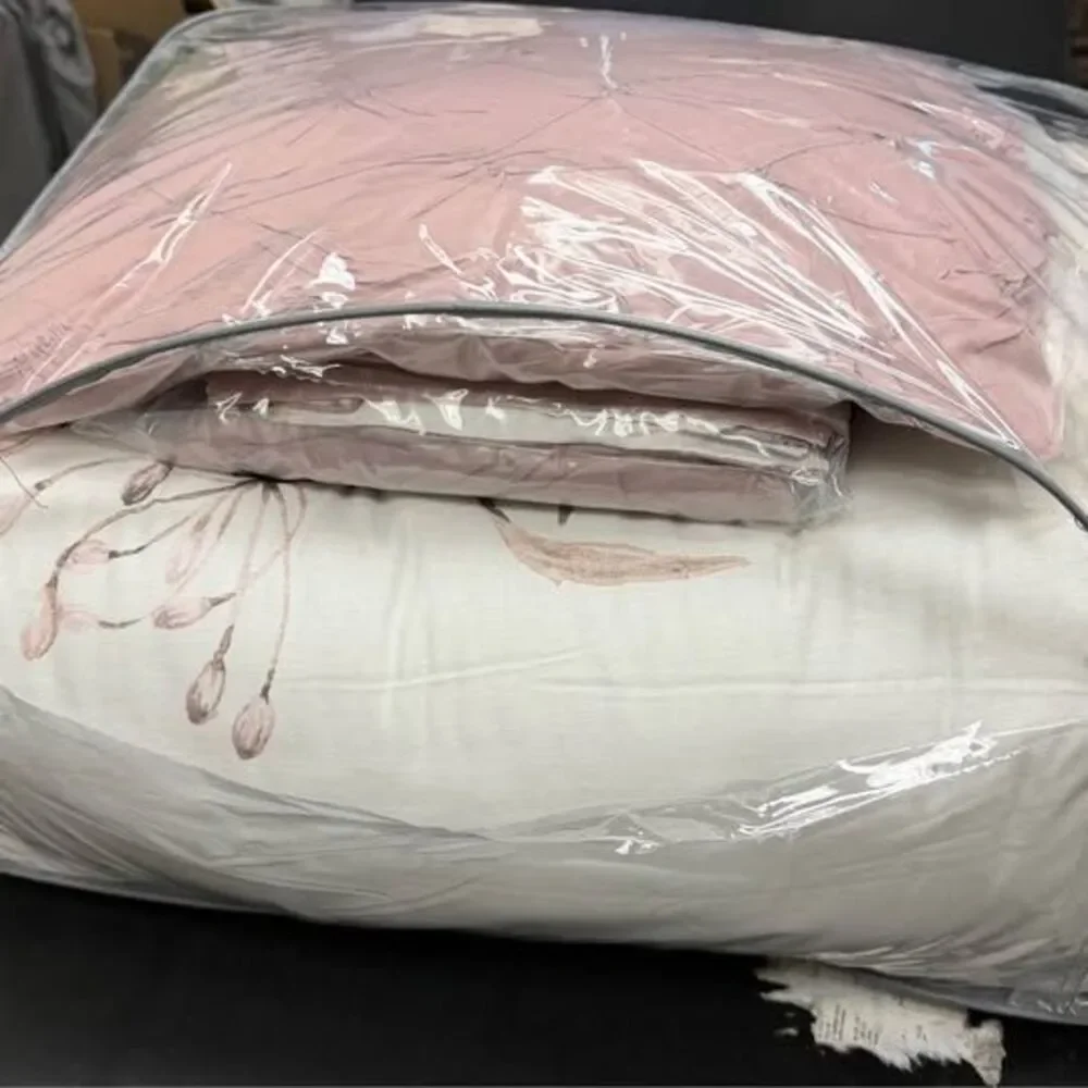 8 Pieces QUEEN Comforter Set Madison Park Pink White Floral NEW